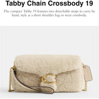 Coach Womens Tabby Chain Crossbody Bag 19 In Shearling Beige One Size