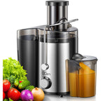 Juicer Machine, 800W Centrifugal Juicer Extractor with Wide Mouth for Fruit Vegetable, Easy to Clean, Stainless Steel, BPA-free (Black)