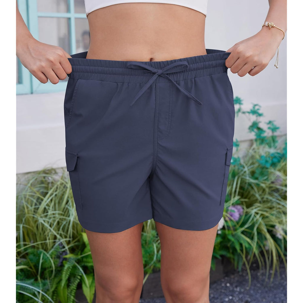 Women's Casual Shorts with Pockets,Elastic High Waist Cargo Shorts,Lightweight Cotton Shorts for Women Summer 2026
