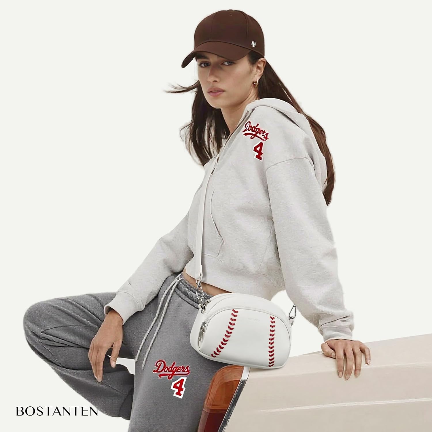 BOSTANTEN Baseball Crossbody Purses for Sport Mom Small Shoulder Bag Vegan Leather Women Handbags for Events