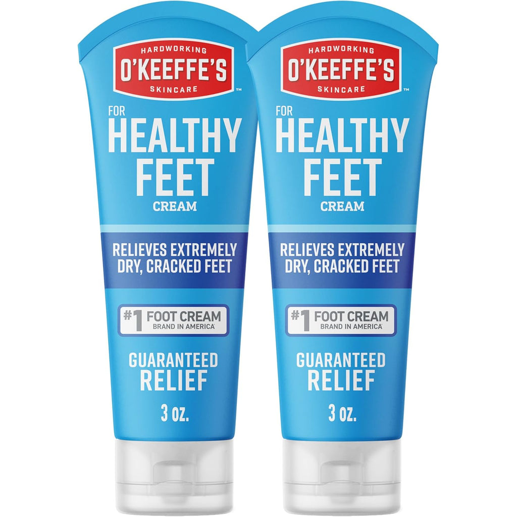 O'Keeffe's for Healthy Feet Foot Cream - 3 oz Tube (2 Pack) - Guaranteed Relief for Extremely Cracked, Dry Feet, Repairing Skincare, Instantly Boosts and Retains Moisture Levels