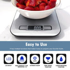 Food Scale, Kitchen Scales Digital Weight Food Grams And Ounces For Weight Loss Baking Cooking Of Nutri Fit, Max 11Lb 1G Increment, Backlight Lcd Smart Tare Stainless Steel, Easy To Use, Aaa Battery