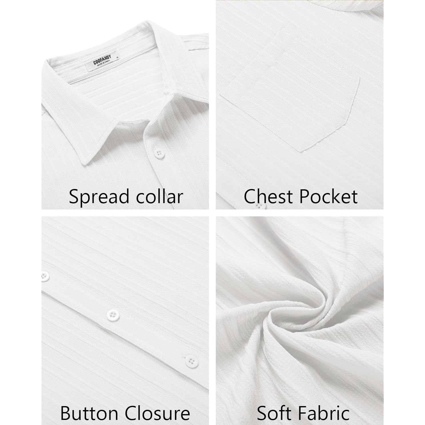 Coofandy Men'S Casual Button Down Shirts Short Sleeve Textured Summer Beach Shirt With Pocket