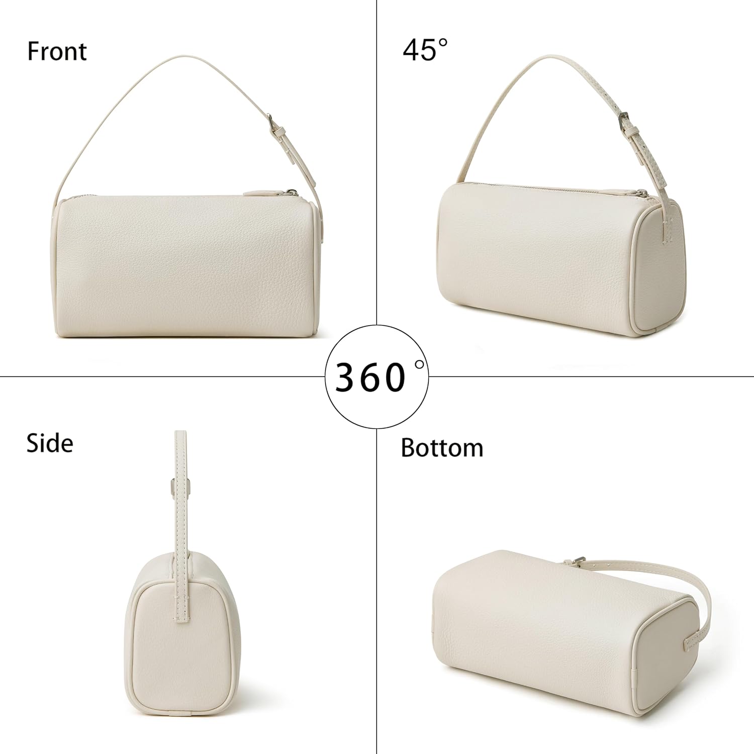 Small Leather Top Handle Tote Hobo Purse, Women'S Designer Mini Barrel Boston Crossbody Bag With Two Way Straps | Premium Little Purse