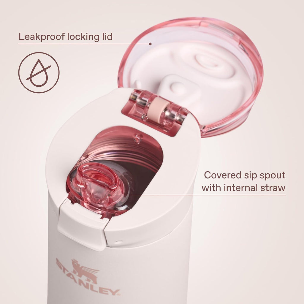 Stanley Flowstate Spring Bottle | Leakproof Water Bottle With Carry Strap & Flip-Top Locking Lid | Insulated Stainless Steel | Fits Most Cup Holders | Bpa-Free | 20 Oz | Rose Quartz
