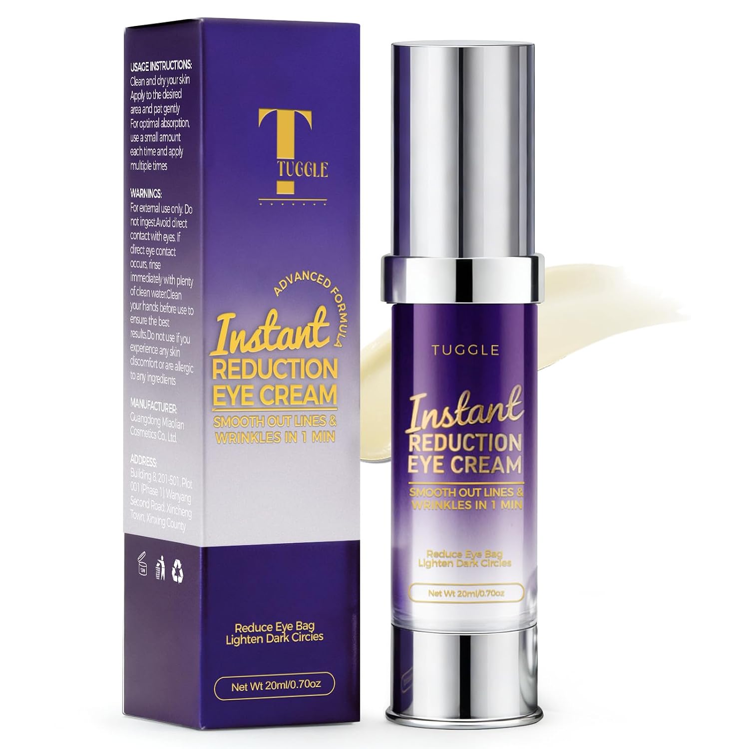 Tuggle Instant Eye Tightening Serum, Instant Lift Eye Gel Cream Rapid Improve Under Eye Bags And Puffiness, Tightener Wrinkles & Fine Lines Fast, For Women & Men In 60 Seconds