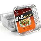20 Pack 8X8 Aluminum Pans, Disposable Foil Baking Pans | Heavy-Duty Aluminum Foil Pans For Baking, Cooking, Heating, Storing & Meal Prepping - Oven, Freezer & Grill Safe