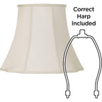 Set Of 2 Bell Lamp Shades Cream Curve Cut Corner Large 11" Top X 18" Bottom X 15" High Spider With Replacement Harp And Finial Fitting - Imperial Shade