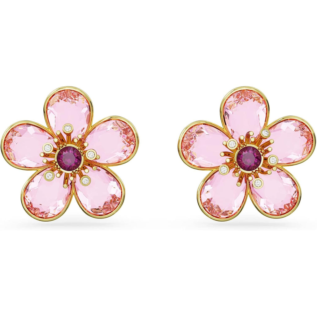 Swarovski Florere Necklace and Earrings Collection, Pink Crystals, Yellow Crystals, Gold Tone Metal Finish