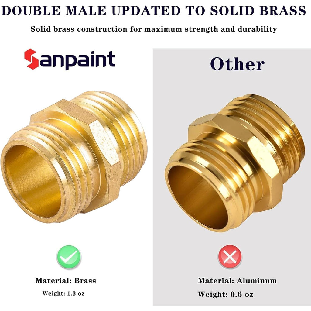Garden Hose Connector, Male To Male Hose Adapter, 2 Pack 3/4 Inch Brass Water Hose Connector For Female Hose To Female Hose,(3/4" Ght Double Male) | Male To Male Hose Adapter, For Female Hose To Female Hose