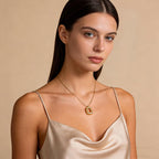 Gold Tone Irregular Oval Pendant Necklace for Women, Minimalist Chunky Snake Chain Necklace, Dainty 14K Gold Plated Statement Long Necklace