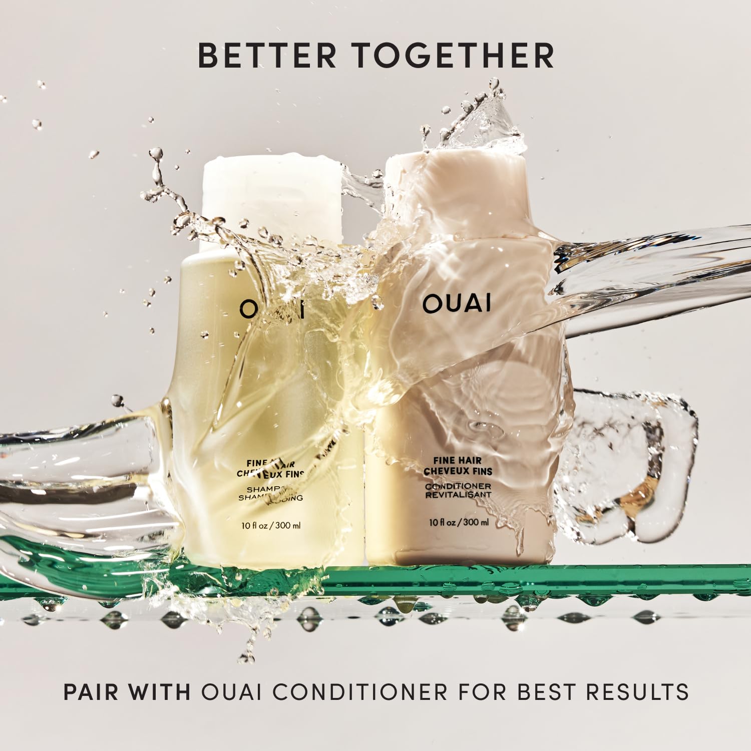 OUAI Fine Hair Shampoo - Biotin Thickening Shampoo for Flat, Thin Hair - Volumizing & Strengthening Keratin & Chia Seed Oil for Women & Men - Lightweight, Color-Safe, Sulfate Free, 10 Oz