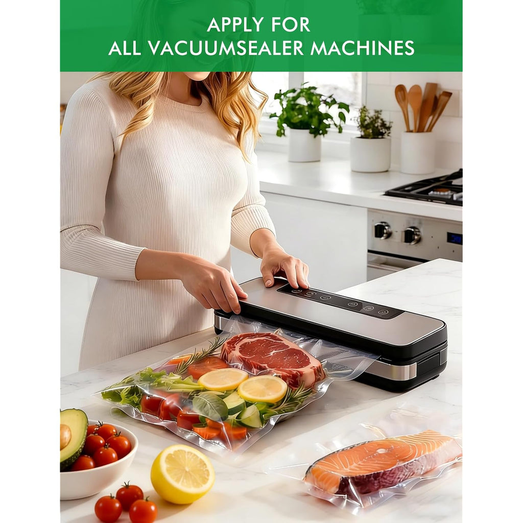 Vacuum Sealer Bags, 11"X16" Gallon, 8"X12" Quart, 6"X10" Pint, 150Pcs | Commercial Grade, Bpa Free, Sous Vide Compatible, Puncture Prevention, Kitchen Essentials