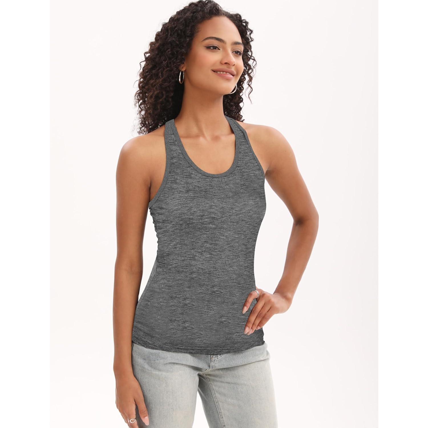 5 Pack Racerback Tank Tops for Women Sleeveless Workout Tank Top Ladies Undershirts Slim Fit Tanks Tops