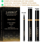 4D Silk Fiber Lash Mascara & Waterproof Liquid Eyeliner Set, Lengthening & Volumizing, Smudge-Proof Long Lasting, Hypoallergenic Gel Fiber Formula, Ideal Eye Makeup Gift for Women