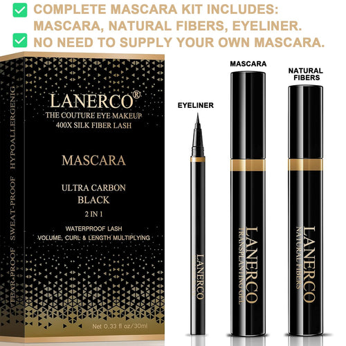 4D Silk Fiber Lash Mascara & Waterproof Liquid Eyeliner Set, Lengthening & Volumizing, Smudge-Proof Long Lasting, Hypoallergenic Gel Fiber Formula, Ideal Eye Makeup Gift for Women