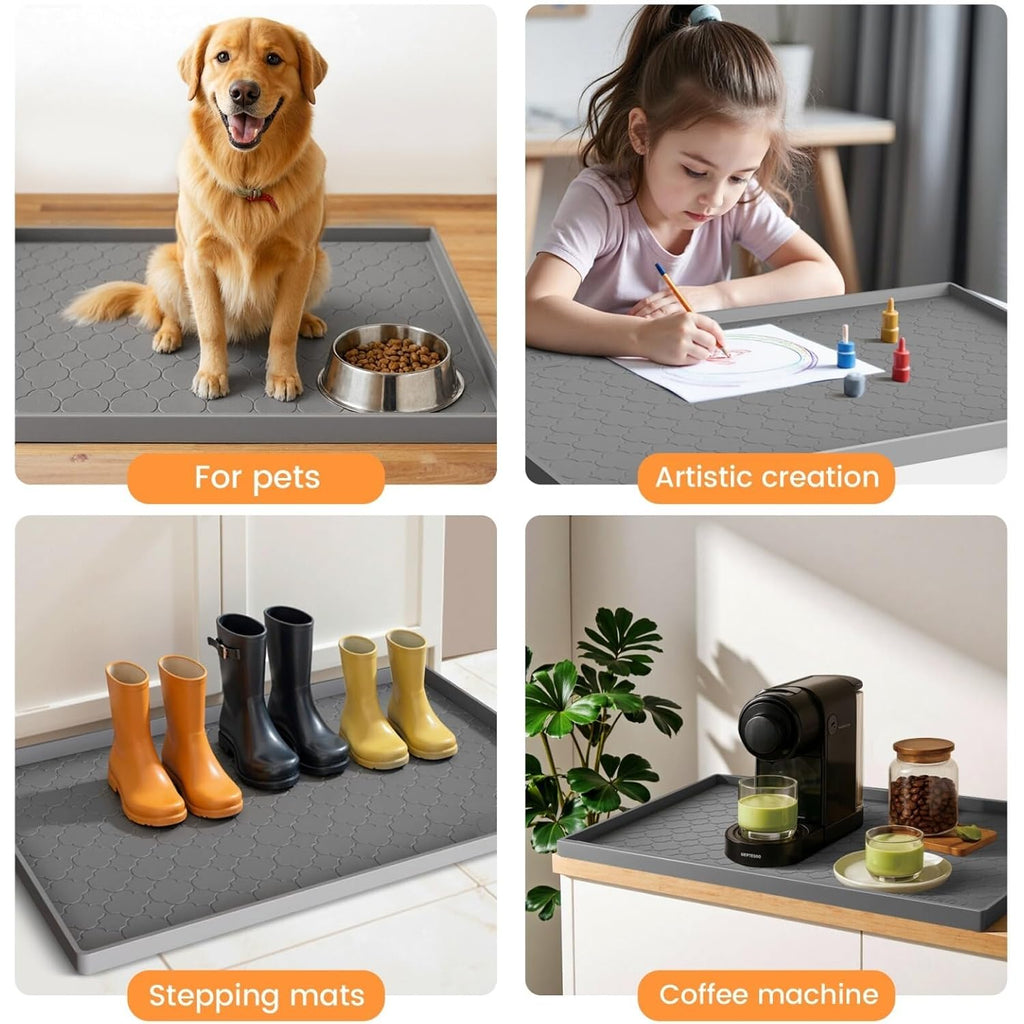 Jin&Bao Waterproof Under Sink Mat 34" x 22", Thick Silicone Mat Cabinet Protector for Kitchen and Bathroom, Shelf Liner, Home Organizer and Storage, Multipurpose Tray for Gadgets and Essentials