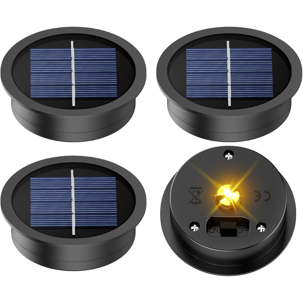 4 Pack Solar Light Replacement Top, 2.76 Inch Waterproof Solar Lantern Light Parts For Outdoor Garden, Pathway, Yard Lights & Decor (Fits Lanterns With 2.36 To 2.76 Inch Openings)