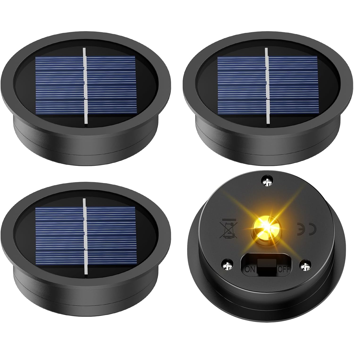 4 Pack Solar Light Replacement Top, 2.76 Inch Waterproof Solar Lantern Light Parts For Outdoor Garden, Pathway, Yard Lights & Decor (Fits Lanterns With 2.36 To 2.76 Inch Openings)