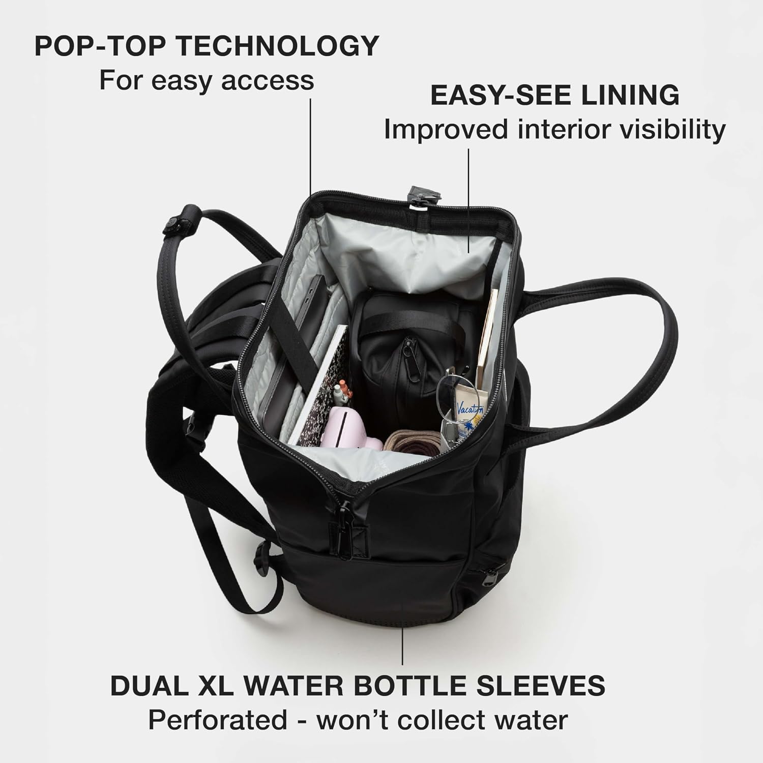 Cascade Standard Backpack, 21L, Black | Weatherproof Construction, Perfect For Daily Use And Travel, Padded Laptop Sleeve And Adjustable Straps