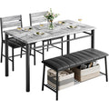 Ironck Dining Table Set For 4, Kitchen Table With Upholstered Bench And 2 Chairs, Kitchen Table And Chairs Set For Small Space, Apartment, Gray