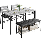 Ironck Dining Table Set For 4, Kitchen Table With Upholstered Bench And 2 Chairs, Kitchen Table And Chairs Set For Small Space, Apartment, Gray