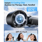 Handheld Portable Turbo Fan With Ice Cooler, Powerful 21000 Rpm, Speed (1-199), Up To 14Hrs Cooling, Rechargeable Personal Fan, Small Pocket Hand Fans For Travel/Outdoor/Home/Office (Black)