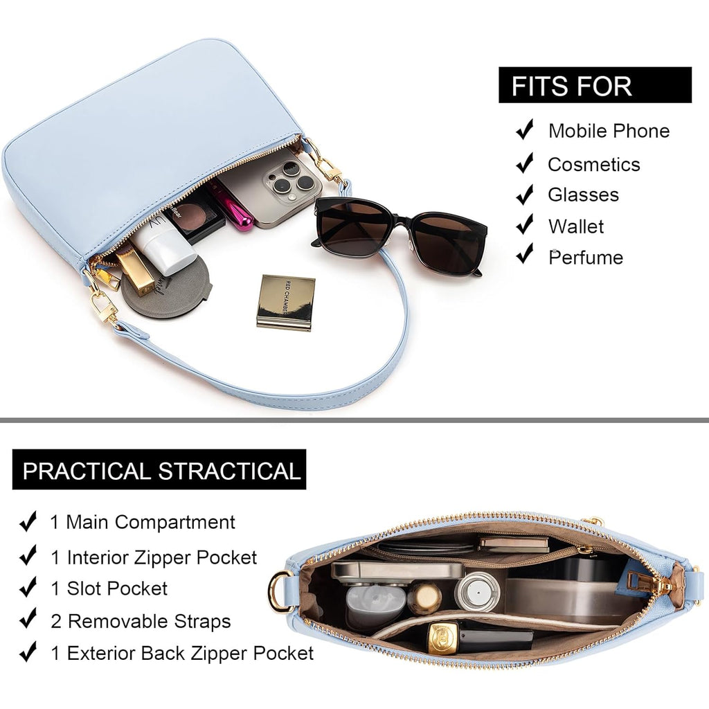 Shoulder Bag for Women Retro Vegan Leather Classic Clutch Tote HandBags Purses with Zipper Closure