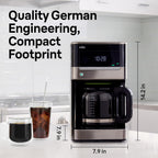 Braun Brewsense 12 Cup Drip Coffee Maker - Pause & Pour Mid Brew, Coffee Machine With 24-Hour Timer & Clock, Bold & Regular Strength, 1-4 Cup Functions, Self Clean, Auto Shutoff, Stainless Steel
