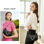KKXIU Small Shoulder Bag for Women - Crescent Bag Small Purses for Women Trendy Vegan Leather Purse with Removable Strap