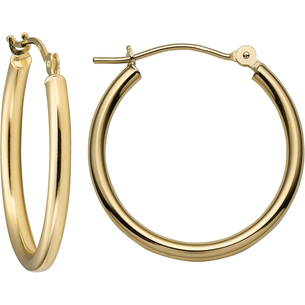 MAZZERI Solid Gold Hoop Earrings 14k Real Gold For Women and Men - Hypoallergenic, Made in the USA, Available in Yellow or White Gold