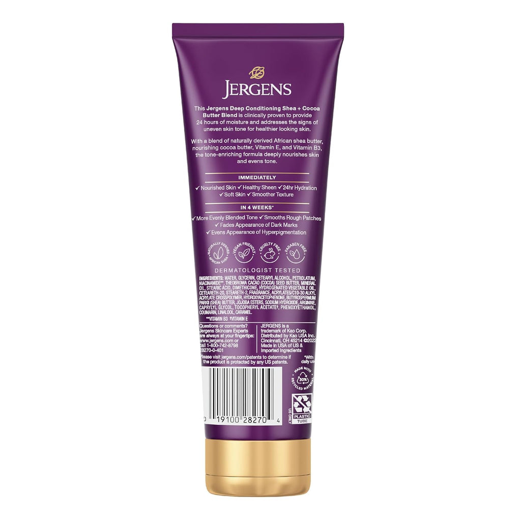 Jergens Shea And Cocoa Hand And Body Lotion For Dry To Extremely Dry Skin, Whipped Body Butter With Vitamins E & B3, Hydrates & Evens Skin Tone, 8.5 Oz