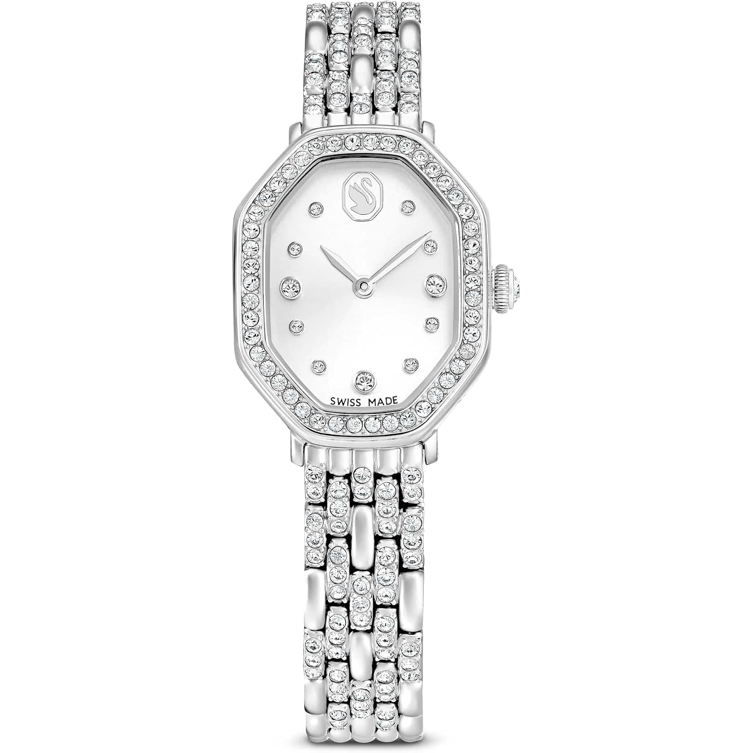 Swarovski Dextera Octagon Watch, Swiss Made, Metal Bracelet, Silver Tone, Stainless Steel