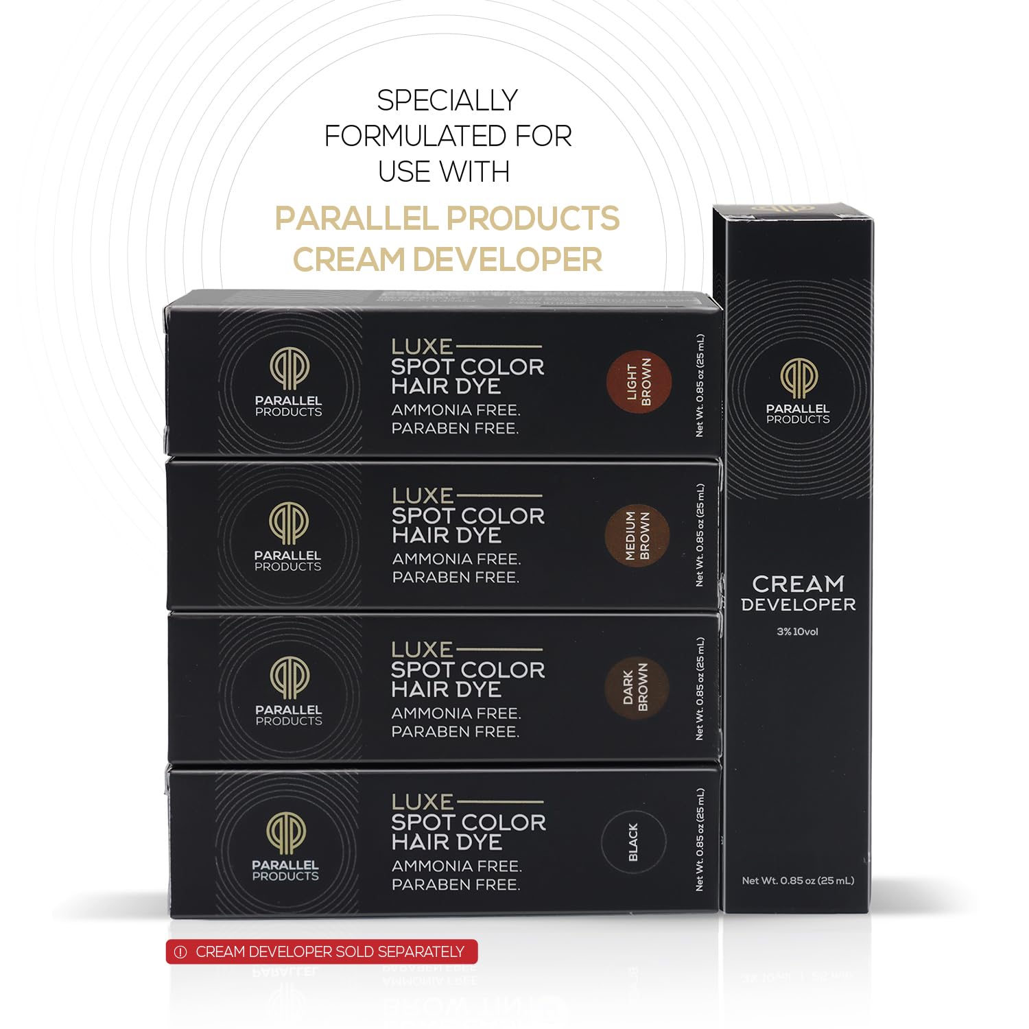 Parallel Products - Luxe Color (Medium Brown) - Cream Hair Dye - 25mL - Tint for Professional Spot Coloring - Covers Grey Hair - Root Touch-Up