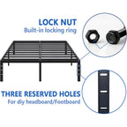 NEW JETO Metal Bed Frame,Queen Size Bed Frame with Storage Space,Heavy Duty Sturdy Mattress Foundation,Easy Assembly,No Box Spring Needed, Black,14 Inch,Queen