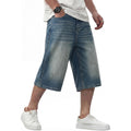 Jmierr Mens Baggy Jeans Wide Leg Loose Fit Denim Shorts Streetwear Below Knee Jorts