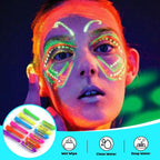 12 PCS Glow Face & Body Paint, Glow in the Blacklight Makeup Neon Face Paint for Halloween Birthday Party