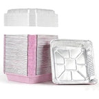 (40 Pack) 8x8 Square Aluminum Baking Cake Pans with Clear Lids - Pink Foil Pans with Lids - Disposable Food Containers Great for Cooking, Heating, Storing, Prepping Food
