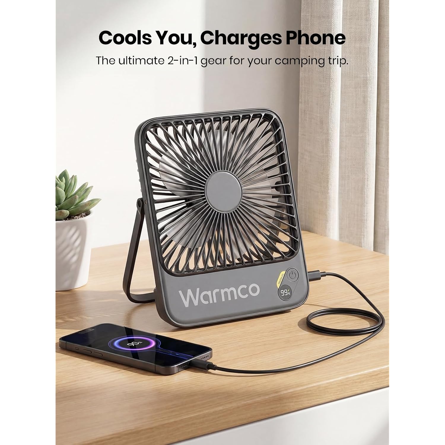 Warmco D3 10000Mah Portable Travel Fan 7-Inch, Up To 24H Runtime | Ultra-Slim, Quiet Operation, Battery Powered Fan With Digital Display For Sleeping, Camping, Office, Cruise Essentials