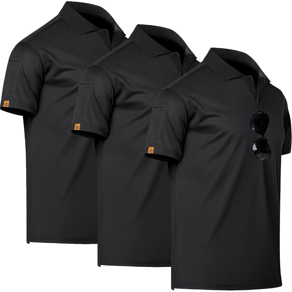 Mens Golf Polo Shirts Short Sleeve Moisture Wicking Dry Fit Tactical T-Shirt Athletic Top Casual Polo Shirts For Men