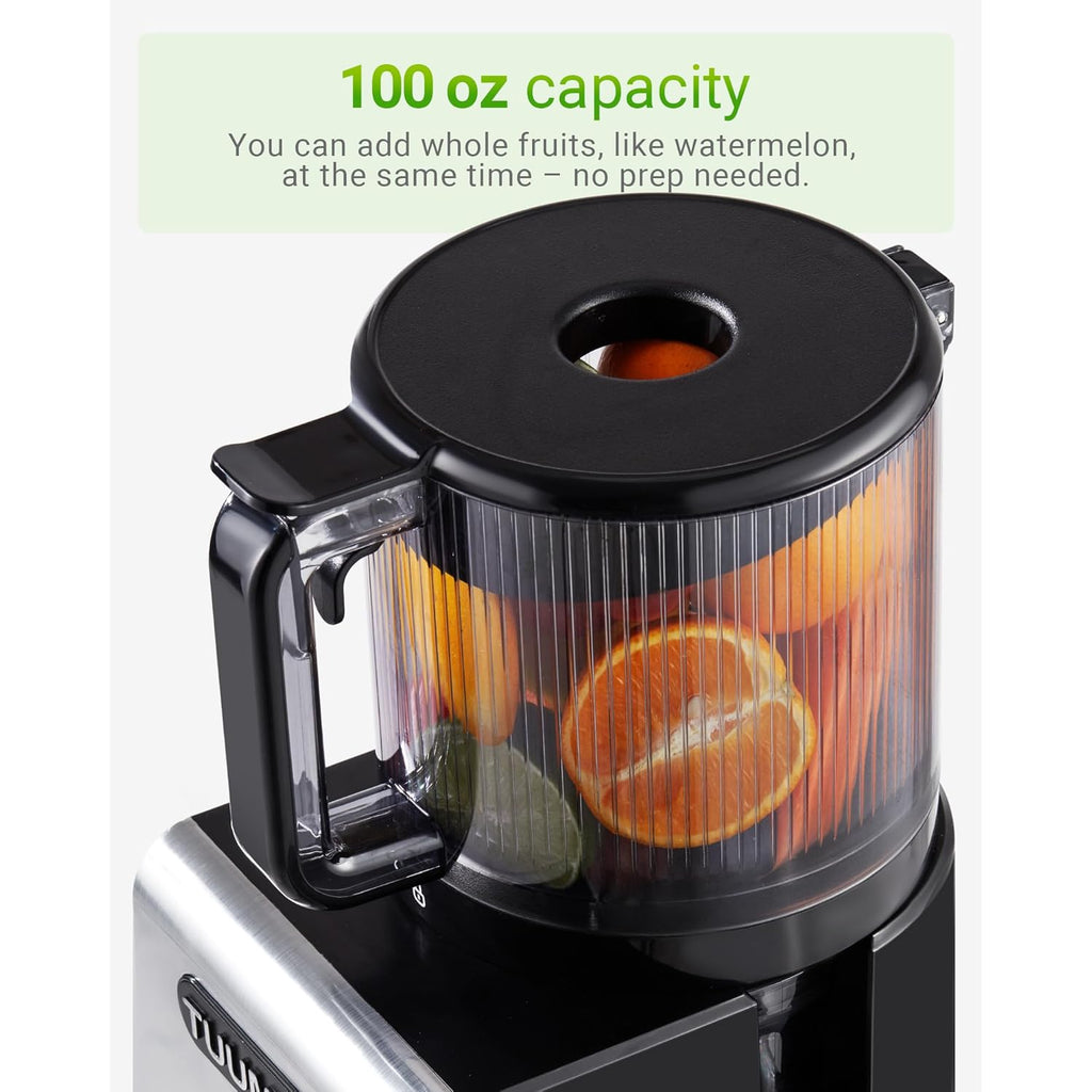 Cold Press Juicer Machine, 6.5" Large Feed Chute Masticating Extractor, Easy to Clean for Whole Fruits & Vegetables, High Yield