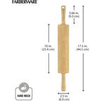 Farberware Classic Wood Rolling Pin, 18-Inch Hardwood Dough Roller For Baking Pizza, Pies, Pastry And Cookies, Ergonomic Handles, Kitchen Essential