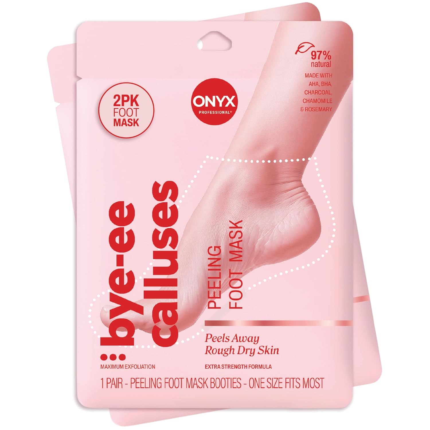 Onyx Professional Foot Peel Mask Callus Remover, 2 pack - Dead Skin Remover, Foot Exfoliator, Cracked Heel Treatment, Peeling Callus Removing Foot Mask Pedicure Kit For Smooth Soft Healthy Feet