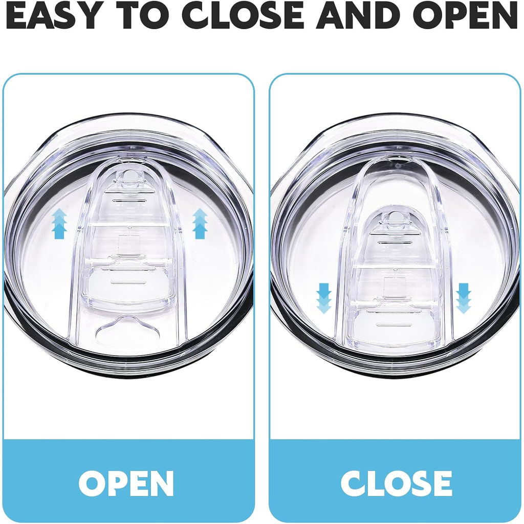 20oz Skinny Tumbler Replacement Lids 2 Pack,Spill Proof Splash Resistant Silicone Sliding Covers,Straw Friendly, BPA Free