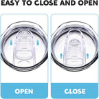 20oz Skinny Tumbler Replacement Lids 2 Pack,Spill Proof Splash Resistant Silicone Sliding Covers,Straw Friendly, BPA Free