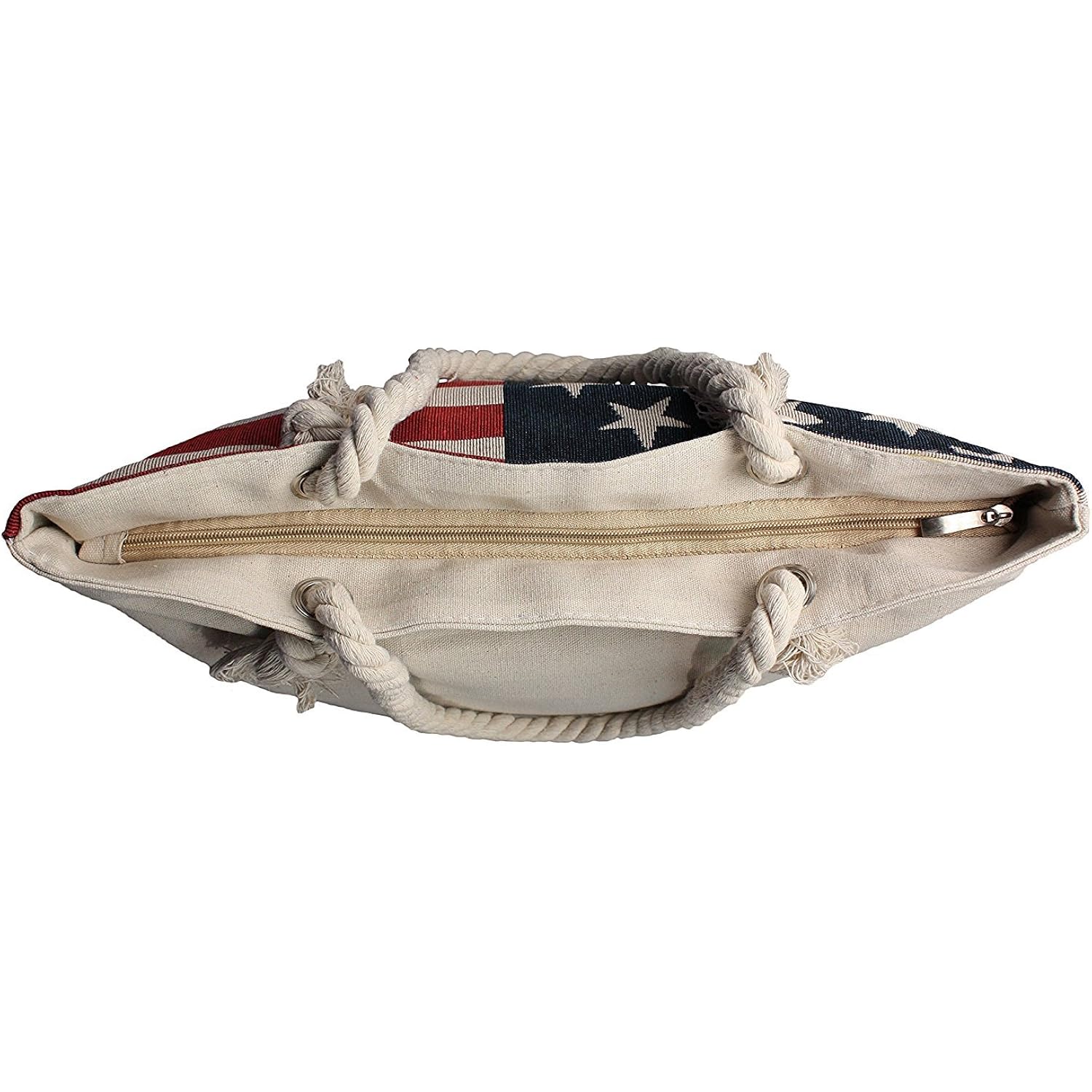 Western Origin American Flag Embroidered Tote Bag Stars And Stripes Beach Bag Rope Handles Shoulder Bag Women Purse