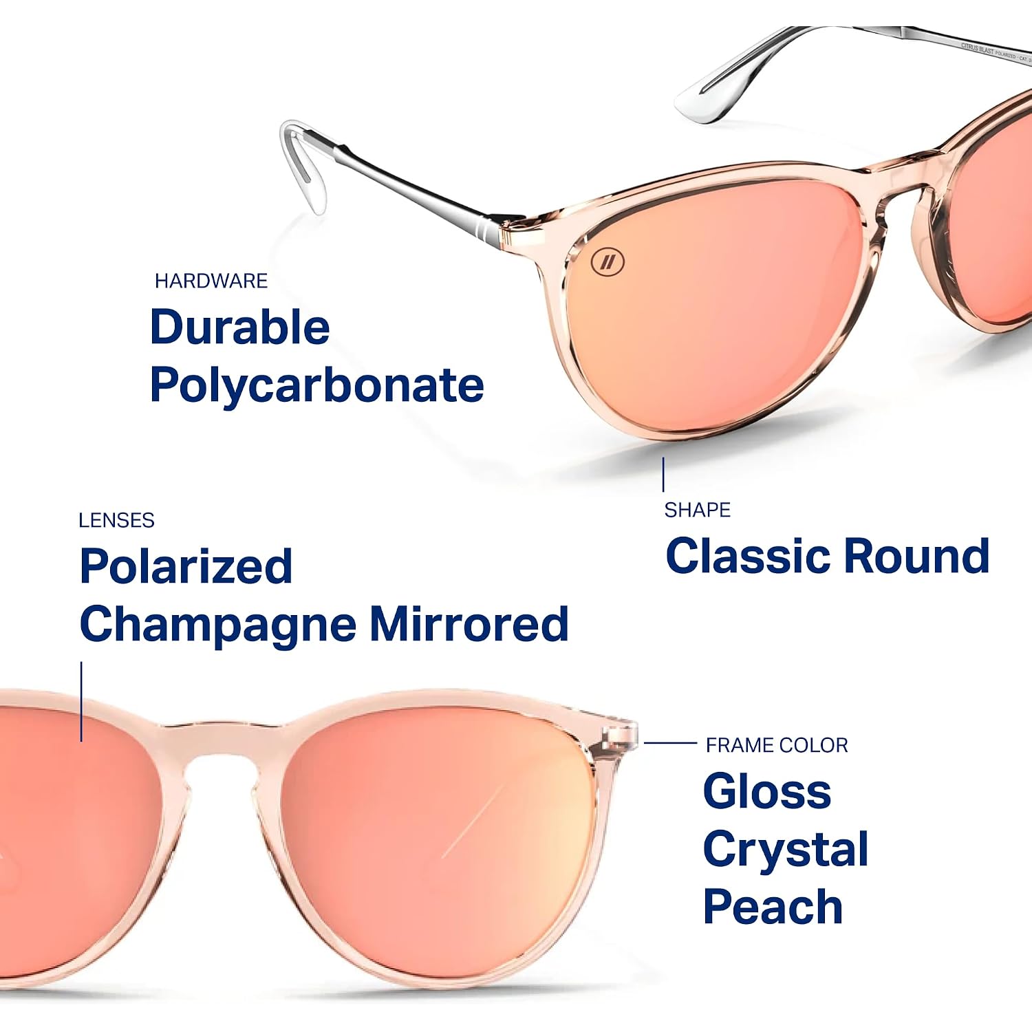 Blenders Eyewear North Park – Polarized Sunglasses – Classic Shape, Mixed Metal Frame – 100% UV Protection – For Men & Women Citrus Blast
