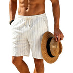 Mens Linen Shorts Casual Drawstring Elastic Waist Lightweight Breathable 7 Inch Inseam Summer Beach Shorts