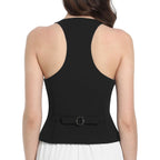 V Vocni Waistcoat Vest For Women Racerback Button Up Fashionable Casual Dress Suit Vest Top