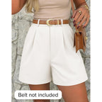 Shorts for Women Dressy 2026 Summer Pleated Wide Leg Elastic High Waisted Business Casual Shorts with Pockets
